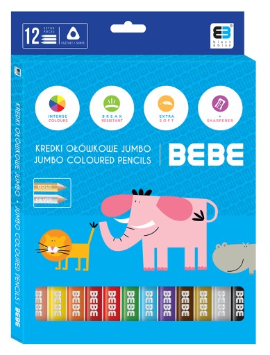 Pastelky JUMBO dlhé v dreve, HRUBÉ, 12 farieb