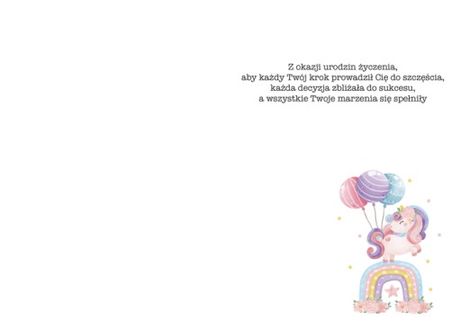Blahoželanie k narodeninám s prianím pre dievča Unicorn Gift TS192