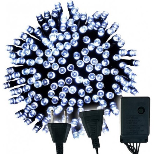LED osvetlenie vianočného stromčeka 10m STUDENÁ BIELA 230V reťaz