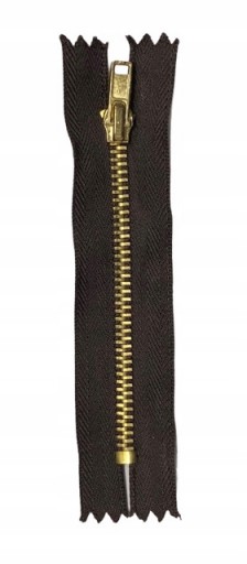 Nerozoberateľný kovový zips, čokoládový, 16 cm