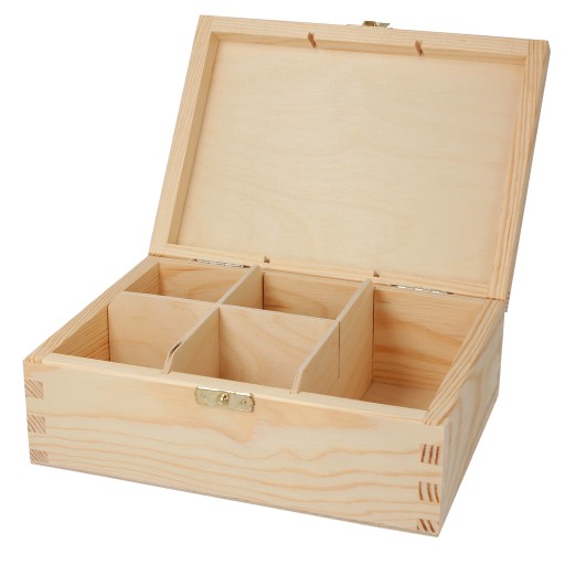 BOX, drevená krabica, 5 priehradiek, ZÁMOK