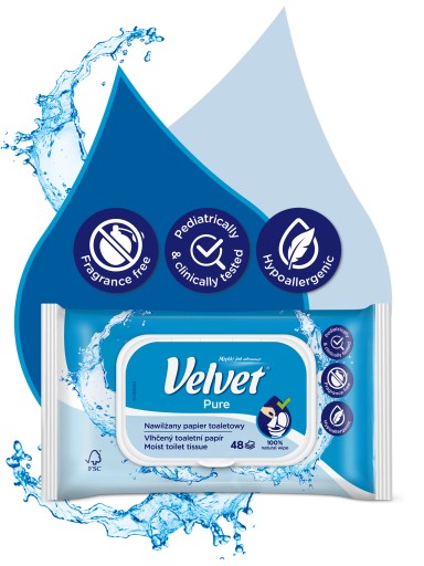 Zamatový vlhčený toaletný papier PURE 1 ks