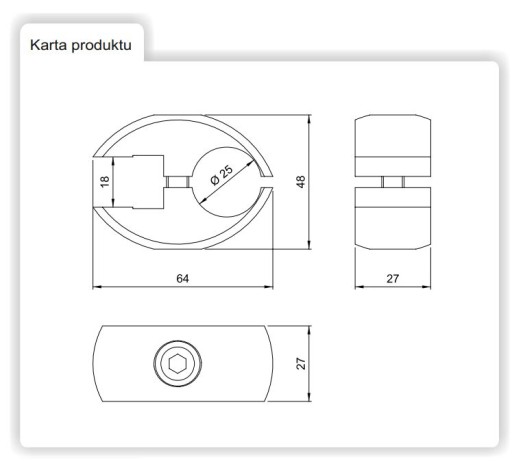 KONEKTOR KONEKTOR PRE SKLO A DOSKU, MAT ČIERNA R-7/CZ AMIX