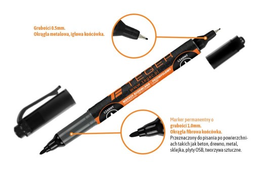 Čierna obojstranná priemyselná fixka TEGER