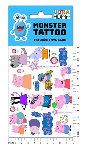 UMÝVAJÚCE DOČASNÉ TETOVANIE PRE DETI DETSKÉ PEPPA PIG ORIGINÁLNE DIZAJNY