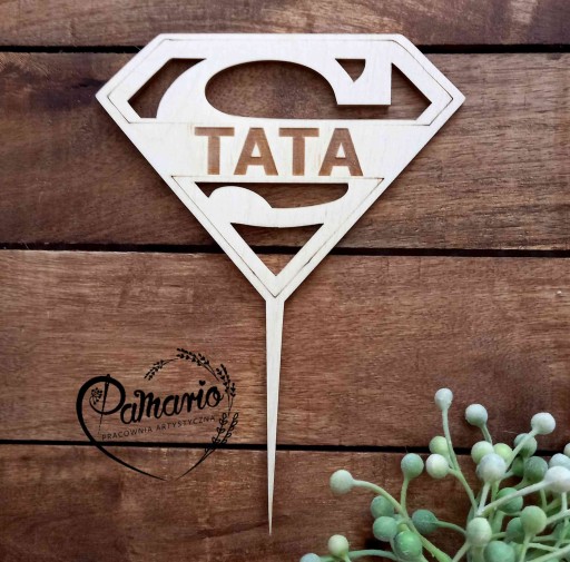 Dekoračný topper Super TATA na nalepenie do preglejky