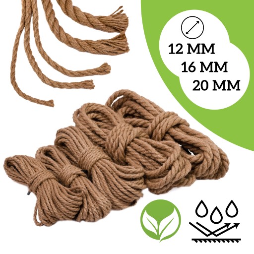 Jutové lano Stavebné lano Hrubé lano ROPE 16mm - 5m SILNÉ