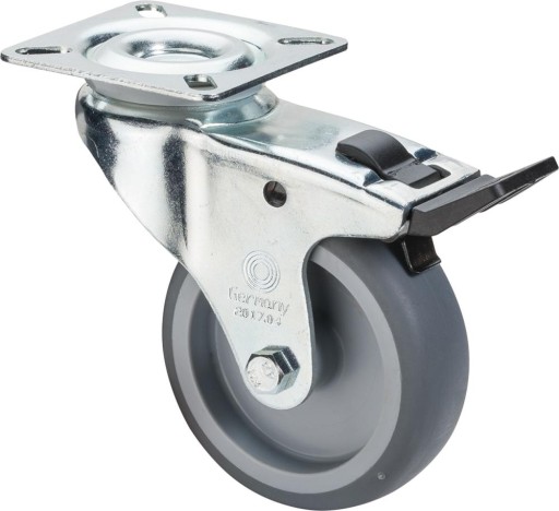 Gumové otočné koliesko s aretáciou, 50 mm, 50 kg