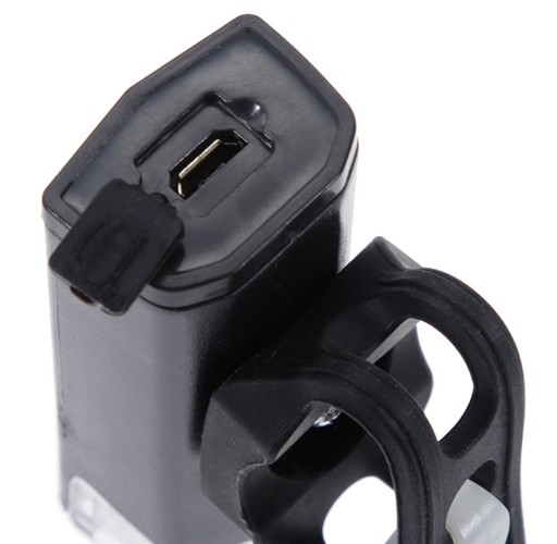 BICYKEL PREDNÉ SVETLO LED USB BATÉRIA S RUKOVOU PREDNÁ ČIERNA ZD41B