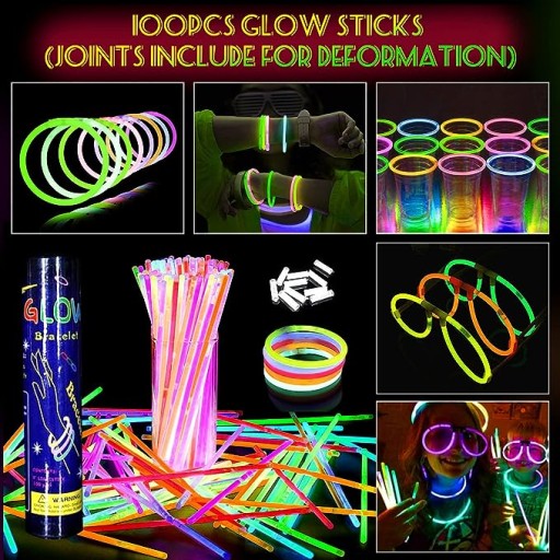 Svietiace náramky, fluorescenčné náramky, 10 ks