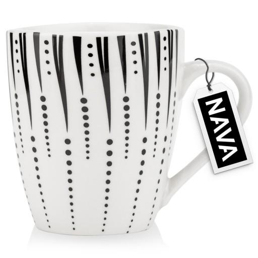PORCELÁNOVÝ hrnček na pitie kávy, čaju, nápojov, biely, čierny, 370 ml