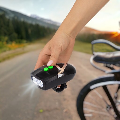 MULTIFUNKČNÁ CYKLISTICKÁ LAMPA NA RIADIDLÁ BICYKLA SO ZVONČKOM