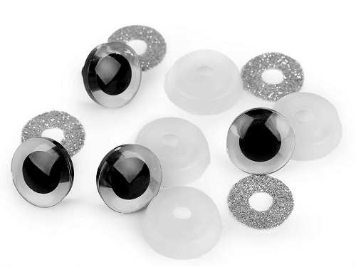 Trblietavé oči pre hračky maskota 20 mm STRIEBORNÉ