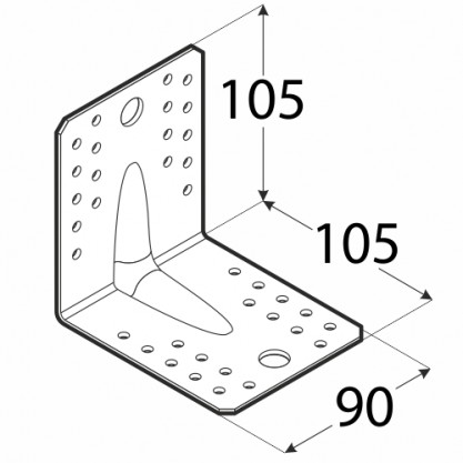 Tesársky štvorec 105x105x90x2,5mm KP2 DMX
