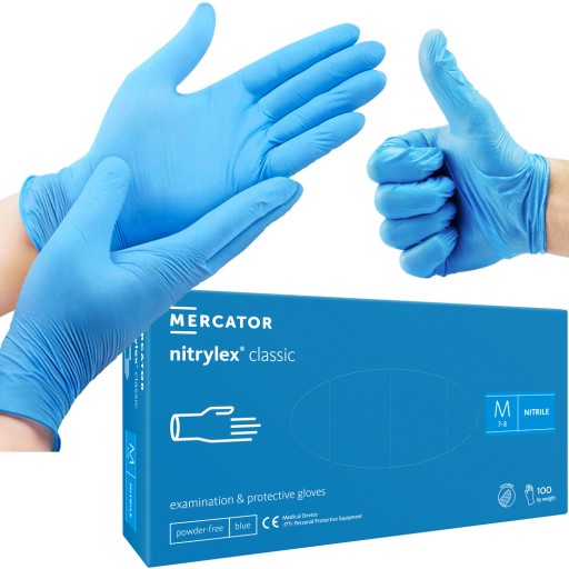 MERCATOR NITRYLEX CLASSIC rukavice bez púdru, veľkosť M, modré, 100 ks.