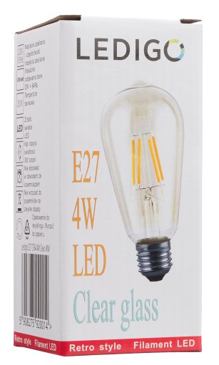 E27 4W ST64 FILAMENT CLEAR LED žiarovka