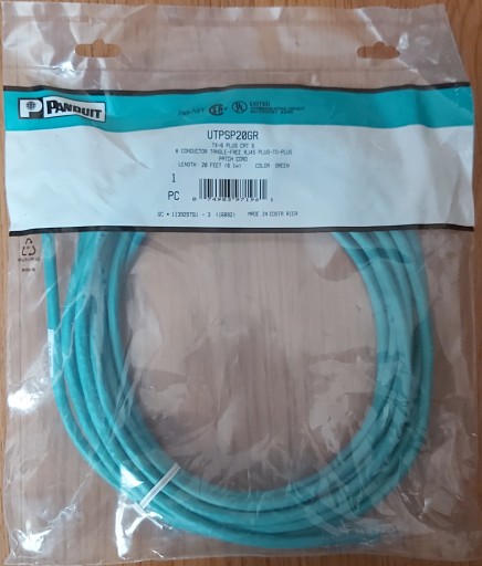 Patchcord U/UTP 24 AWG Cat 6 Panduit 6 m zelený