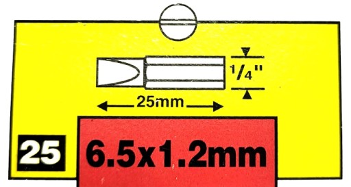 Bit plochý skrutkovač hrot 6,5x1,2 mm Stanley 68-515 1 ks.