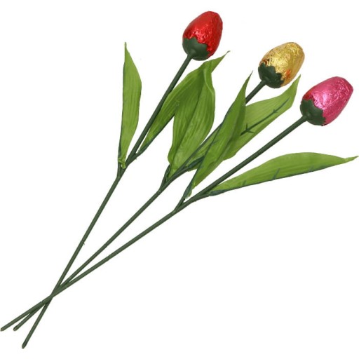 Čokoládový tulipánový kvet Valentín 40cm 16g
