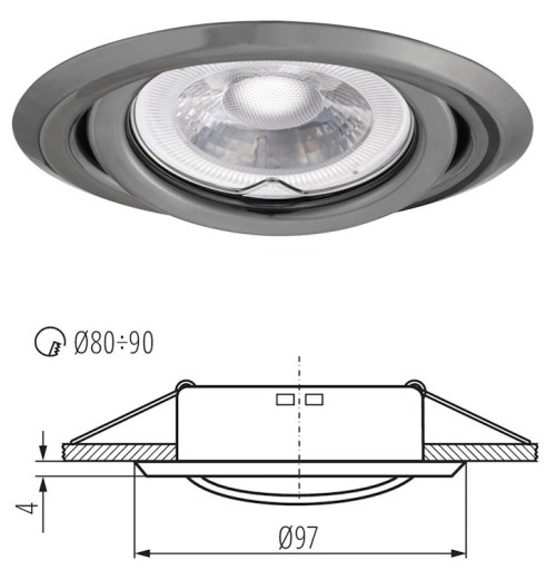 Kanlux pohyblivý LED stropný bodový krúžok Argus II 10W grafit
