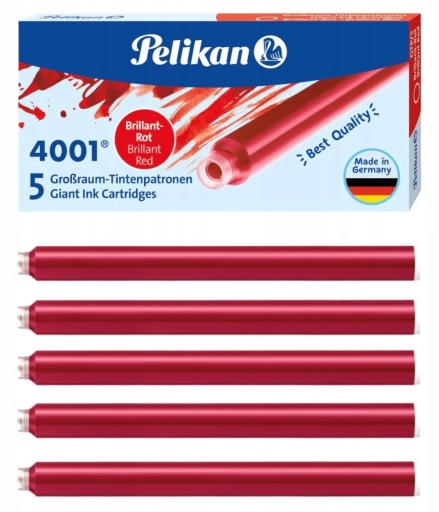 Dlhé atramentové náplne - Pelikan - bal 5 ks - ČERVENÁ