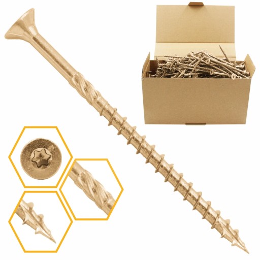 TESÁRSKE SKRUTKY DO DREVA 6x80 TAPERED TORX 100 ks WCS-06080 AZMET