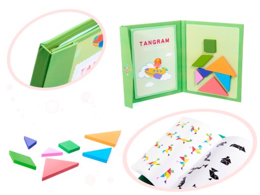Magnetická kniha s 3D puzzle blokmi tangramu