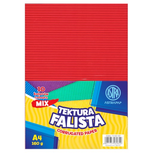 A4 dvojvrstvová vlnitá lepenka, 10 farieb, 160g ASTRA