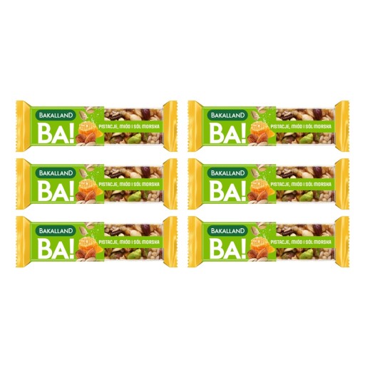 Oriešková tyčinka pistácie oriešky med Bakalland Ba! Orechy 6x40g jednoduché zloženie