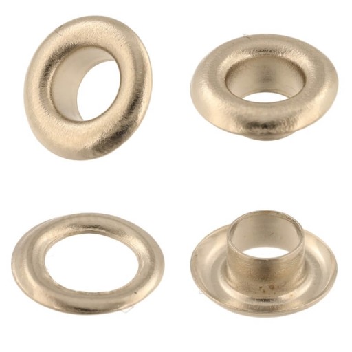 Krátke kožené očká, fi4mm, 100 kusov, staré zlato