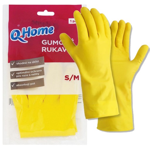 POUZDROVÉ RUKAVICE GUMOVÉ RUKAVICE SILNÉ ŽLTÉ S/M - pár (2 ks)