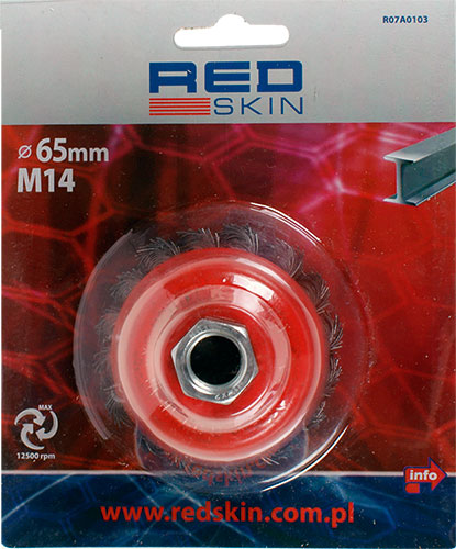 Drôtená kefa na prednú brúsku 65mm M14 Red Skin pletený drôt
