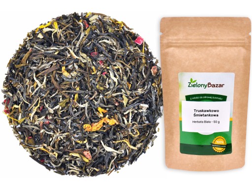 Lahodný biely čaj JAHODA A Smotana - 50g