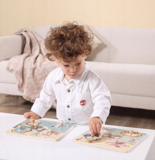 VIGA PolarB Drevené puzzle zvieratká so špendlíkmi ZOO BLOCKS PolarB