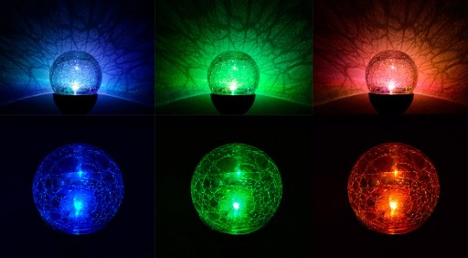 Záhradné solárne svietidlo KULA z matného SKLA, 2 LED, biela/farba P-482