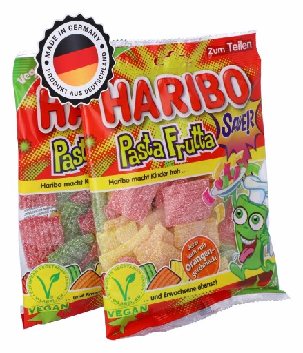 HARIBO Cestoviny Frutta DE Kyslé ovocné želé stuhy