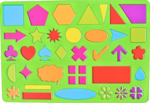 Šablóna na kreslenie geometrických útvarov, kruhových vzorov, geometrických útvarov
