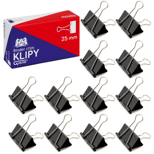 Kancelárske klipy GRAND 25mm čierne 12ks M
