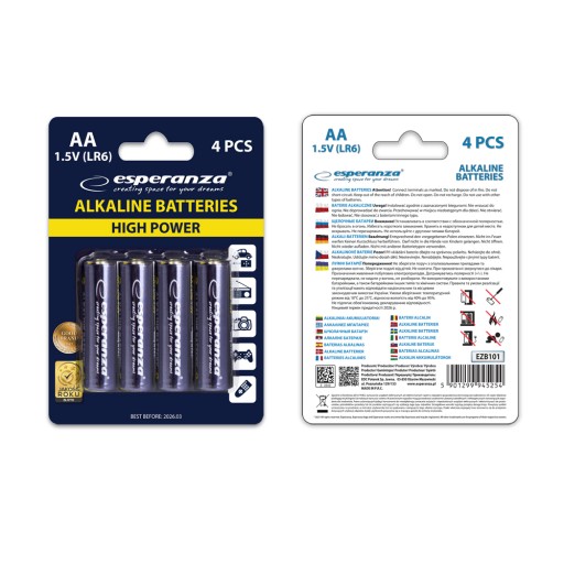 Esperanza LR6 AA alkalická batéria (4 ks)