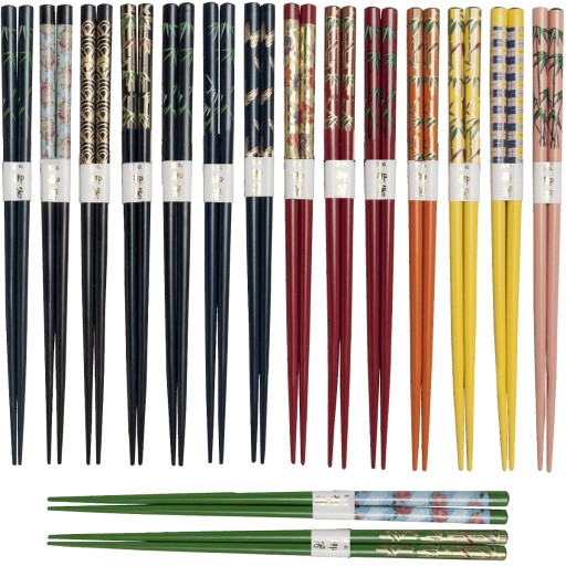 Pár japonských paličiek s rôznymi vzormi, 22 cm