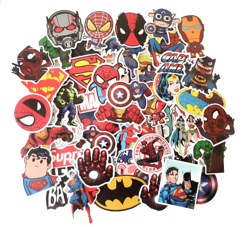VEĽKÁ SADA NÁLEPEK AVENGERS SPIDERMAN BATMAN HULK 50 KS