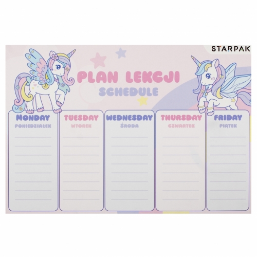 Plán hodiny s násobilkou A5 Unicorn STARPAK 536139