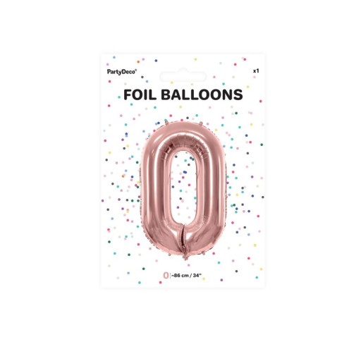 Fóliový balónik CYFRA 0 rose gold rose gold veľký 86 cm pre HEL k narodeninám