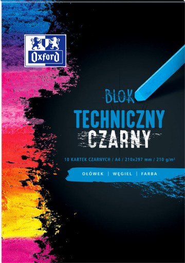Oxford technický blok A4 210g čierny 400093231