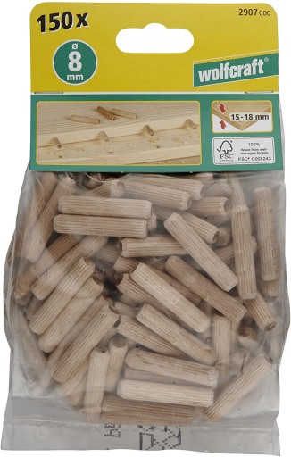Drevené hmoždinky 8 mm 150 ks wolfcraft 2907000