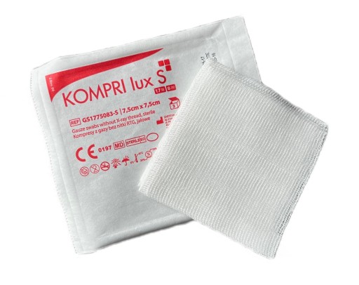 KOMPRESY GAAS DRESINGY PLYNY STERILNÉ GASY NÁVRH KOMPRI LUX S 7,5x7,5cm