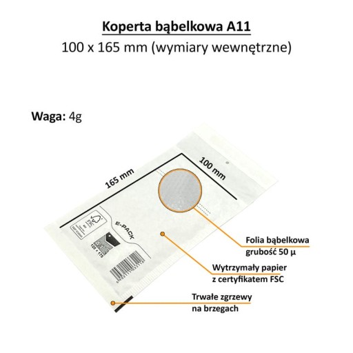 A11 bublinkové obálky 175x120 E-Pack WHITE malé SILNÉ x50