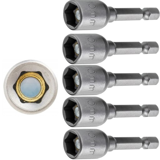 FARMÁRSKA ZÁSUVKA 10 mm SKRUTKOVAČE 1/4 BITOVÝ MAGNET 5 ks