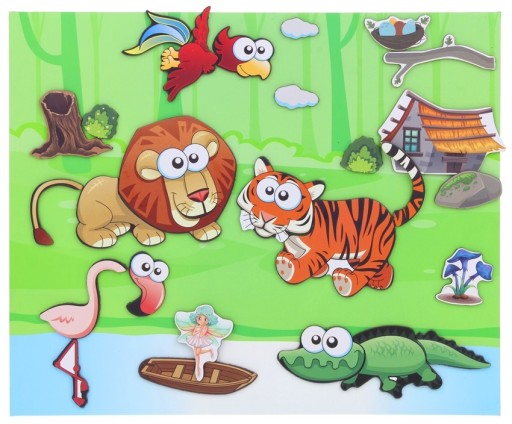 Magnetická skladačka na sucho vymazateľná doska Safari zvieratká