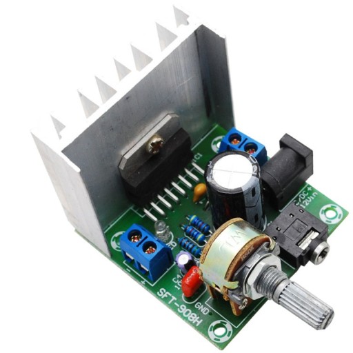 046 Zosilňovač zvuku 2x15W 12V TDA7297 + gombík